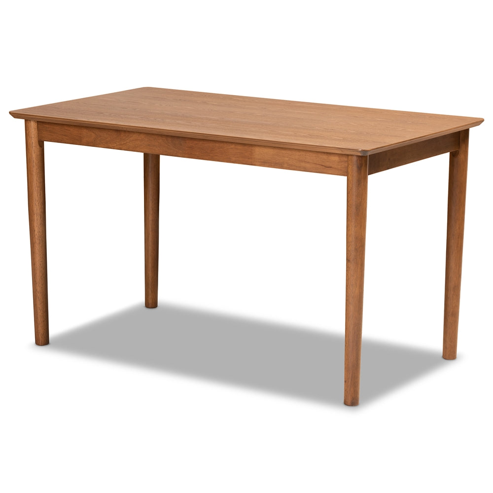Riordan Mid-Century Modern Tan Faux Leather Upholstered and Walnut Brown Finished Wood 3-Piece Dining Nook Set
