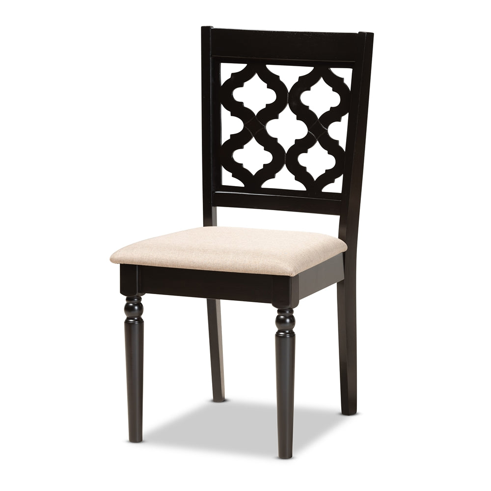 Ramiro Modern and Contemporary Sand Fabric Upholstered and Dark Brown Finished Wood 5-Piece Dining Set