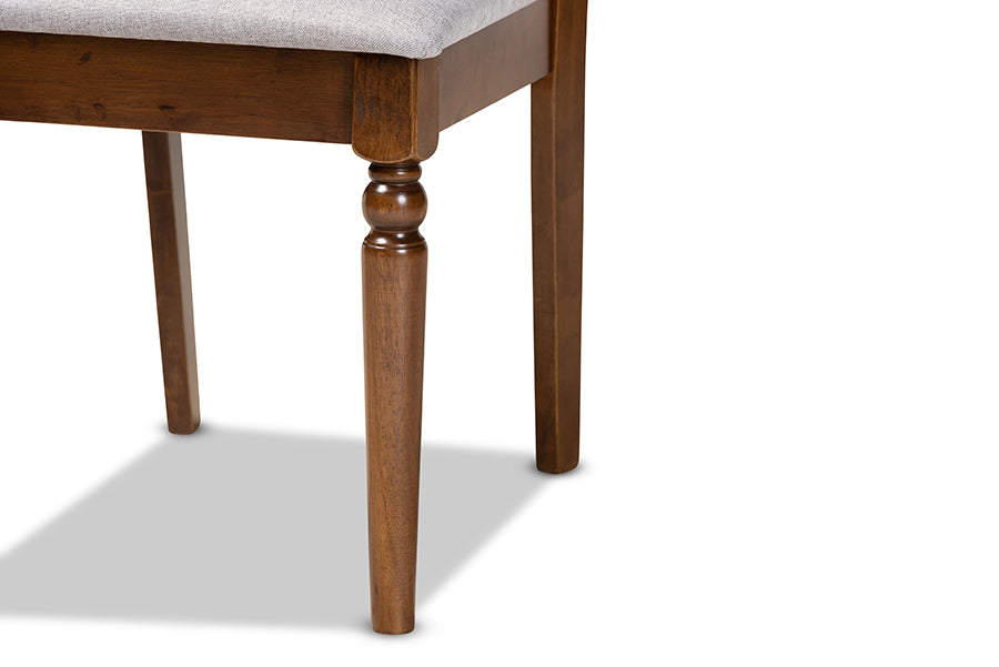 Ramiro Modern and Contemporary Grey Fabric Upholstered and Walnut Brown Finished Wood 2-Piece Dining Chair Set