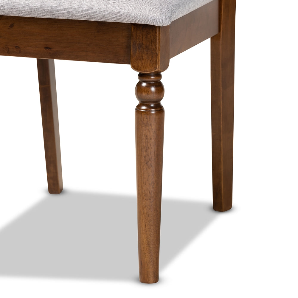 Ramiro Modern and Contemporary Grey Fabric Upholstered and Walnut Brown Finished Wood 5-Piece Dining Set