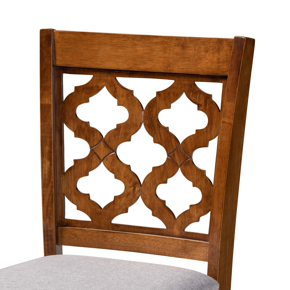 Ramiro Modern and Contemporary Transitional Grey Fabric Upholstered and Walnut Brown Finished Wood 2-Piece Counter Stool Set