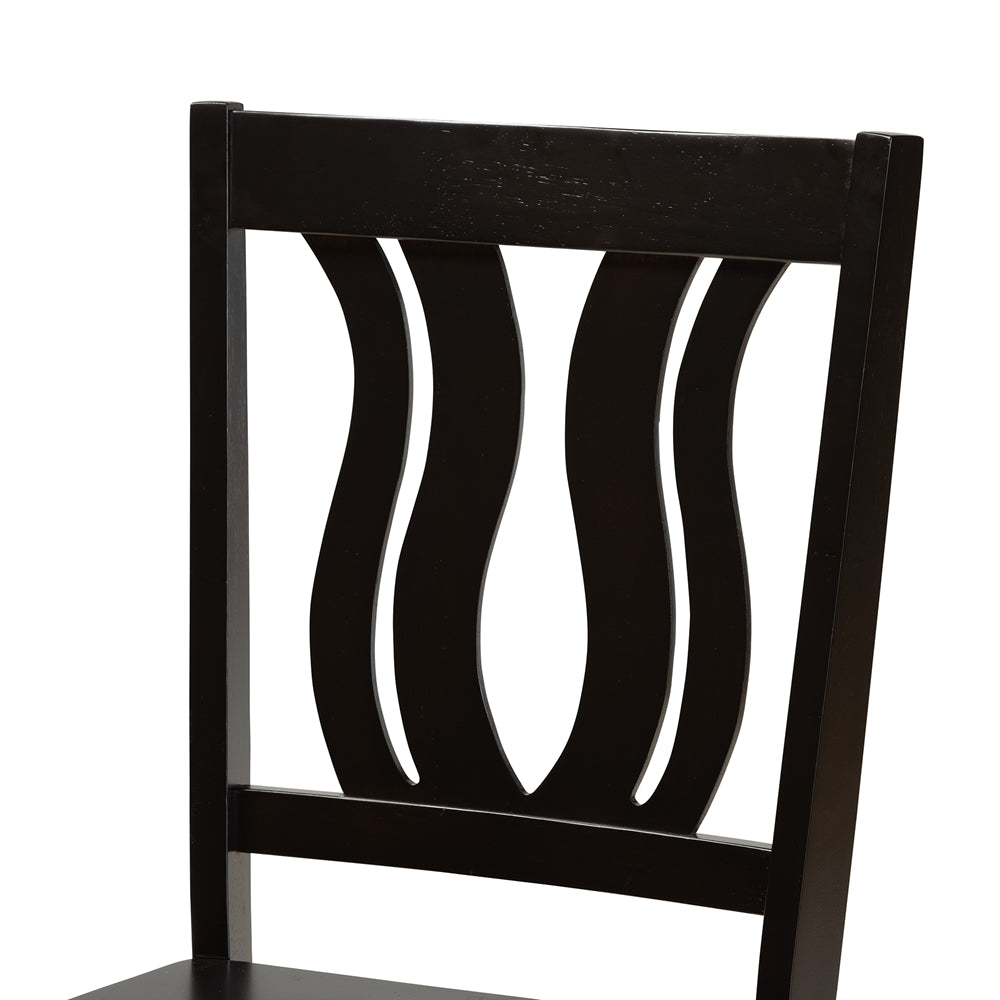 Karla Modern and Contemporary Transitional Dark Brown Finished Wood 5-Piece Dining Set