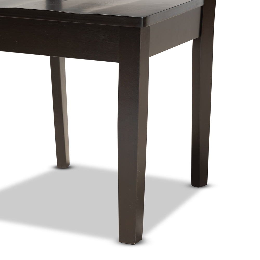 Karla Modern and Contemporary Transitional Dark Brown Finished Wood 5-Piece Dining Set