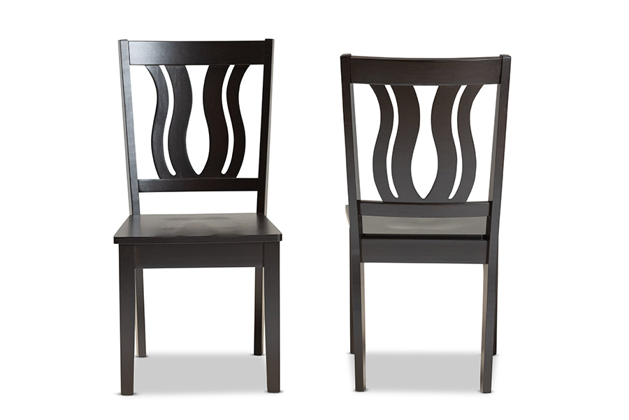 Fenton Modern and Contemporary Transitional Dark Brown Finished Wood 2-Piece Dining Chair Set
