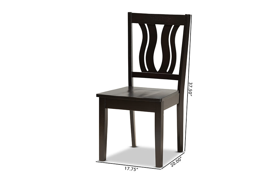 Fenton Modern and Contemporary Transitional Dark Brown Finished Wood 2-Piece Dining Chair Set