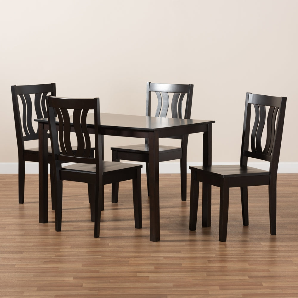Zamira Modern and Contemporary Transitional Dark Brown Finished Wood 5-Piece Dining Set