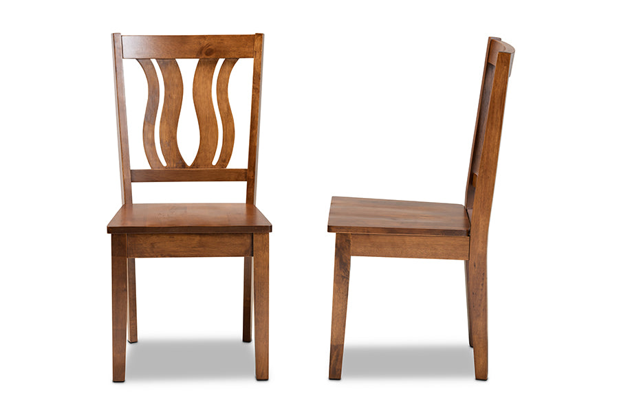Fenton Modern and Contemporary Transitional Walnut Brown Finished Wood 2-Piece Dining Chair Set