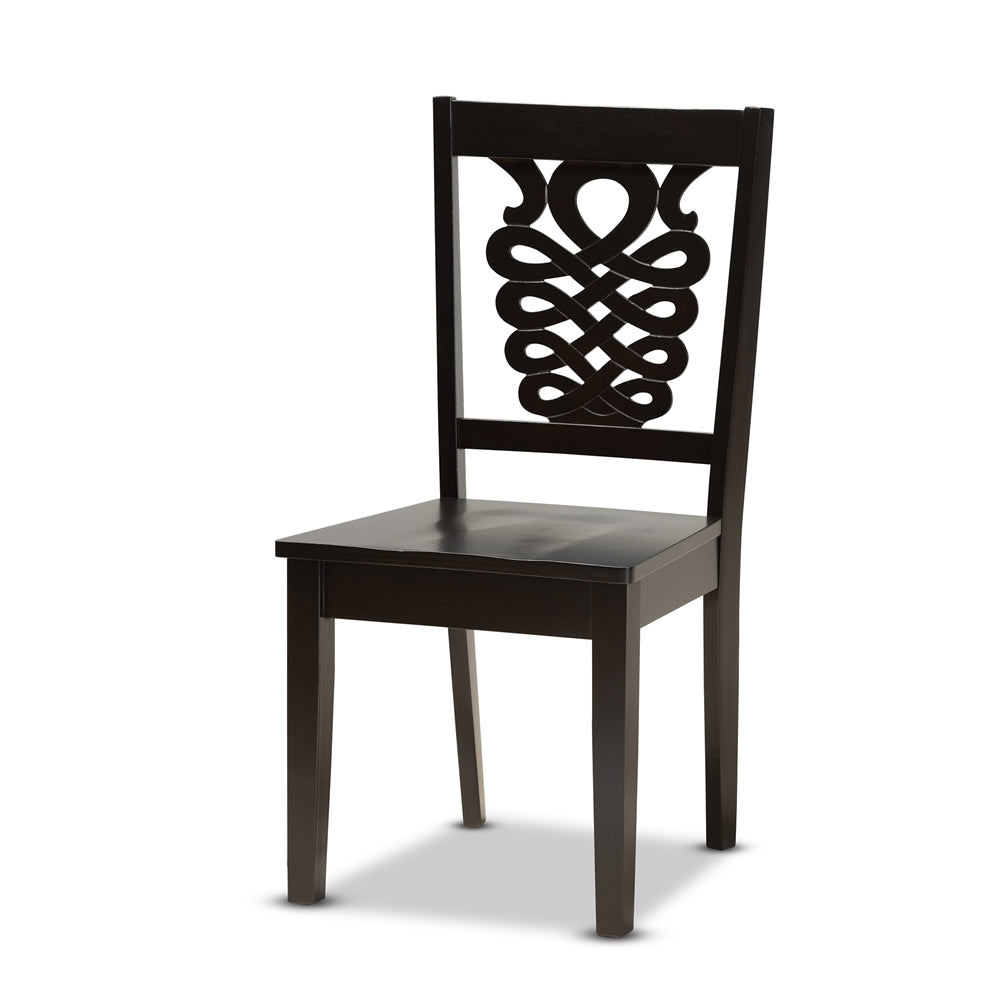 Luisa Modern and Contemporary Transitional Dark Brown Finished Wood 7-Piece Dining Set