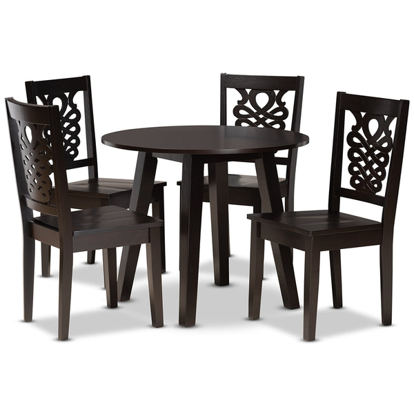 Mina Modern and Contemporary Transitional Dark Brown Finished Wood 5-Piece Dining Set