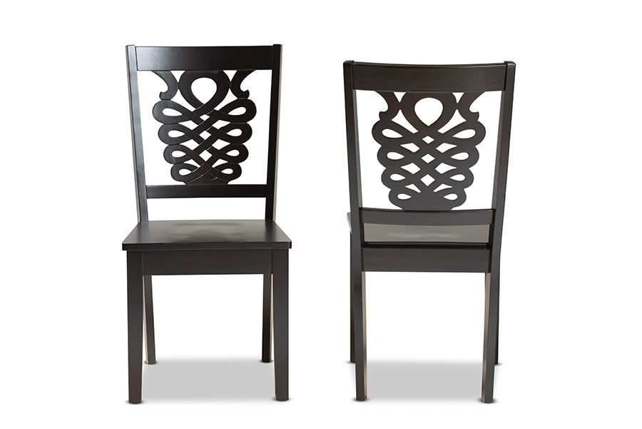 Gervais Modern and Contemporary Transitional Dark Brown Finished Wood 2-Piece Dining Chair Set