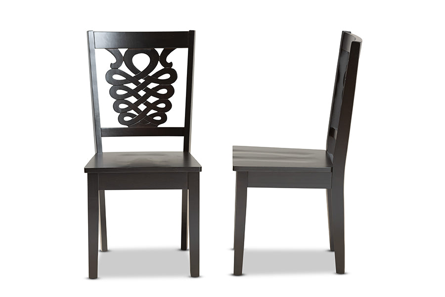 Gervais Modern and Contemporary Transitional Dark Brown Finished Wood 2-Piece Dining Chair Set
