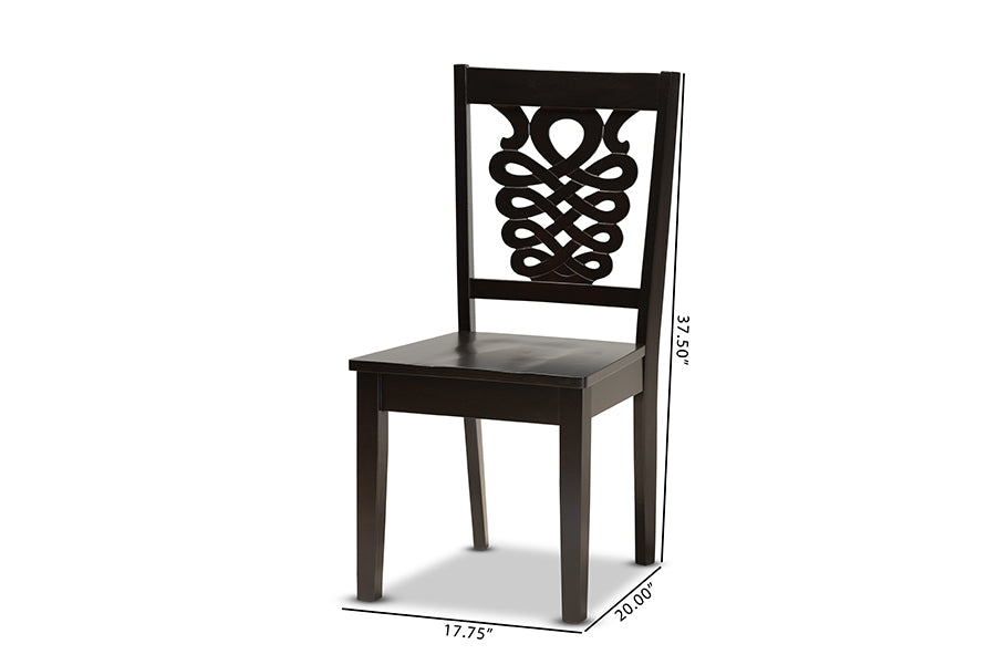 Gervais Modern and Contemporary Transitional Dark Brown Finished Wood 2-Piece Dining Chair Set