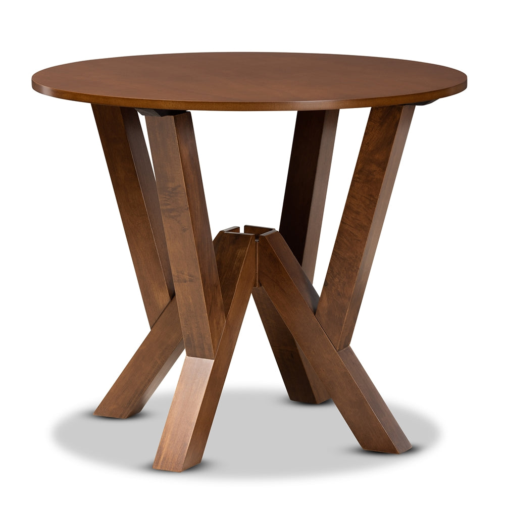 Valda Modern and Contemporary Transitional Walnut Brown Finished Wood 5-Piece Dining Set
