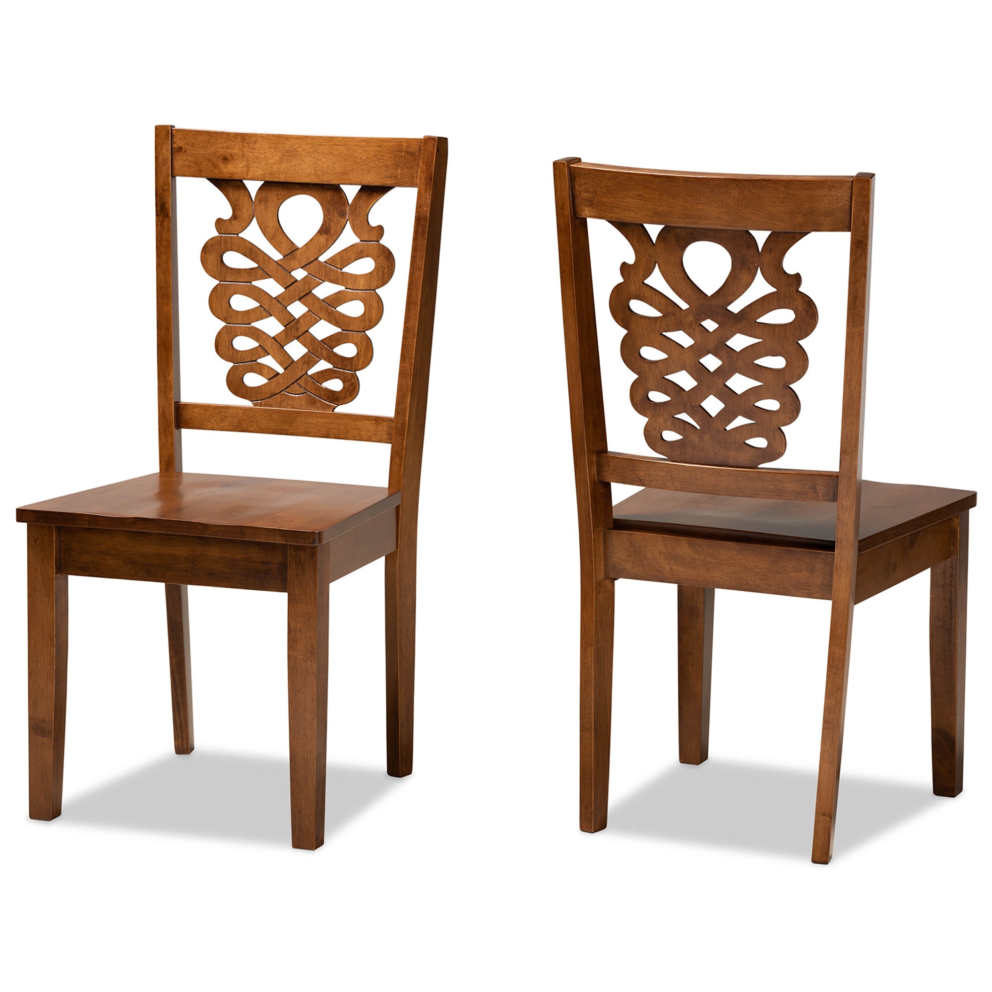 Gervais Modern and Contemporary Transitional Walnut Brown Finished Wood 2-Piece Dining Chair Set