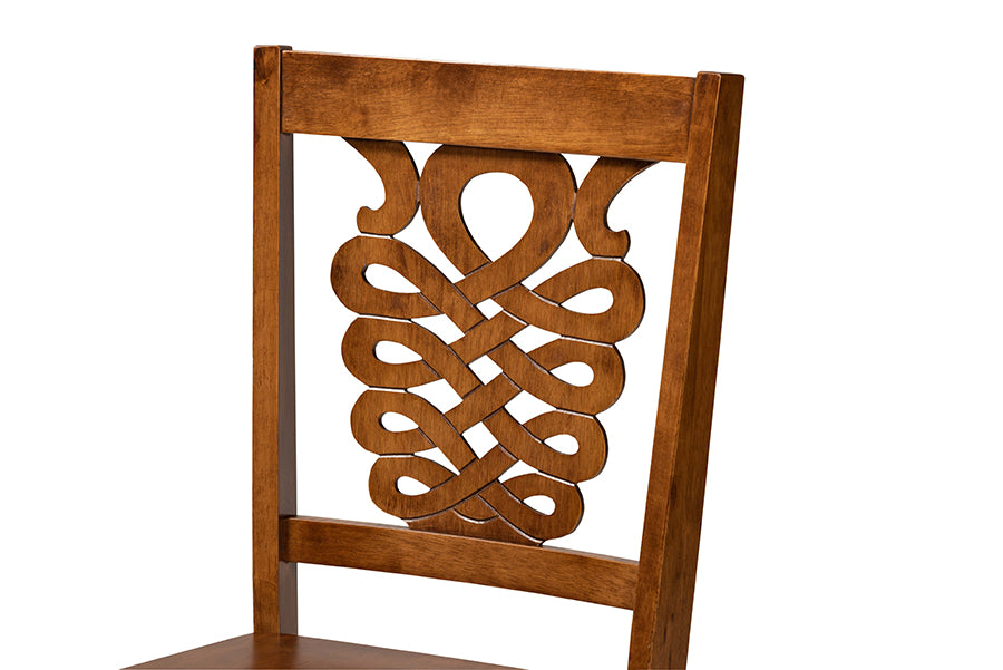 Gervais Modern and Contemporary Transitional Walnut Brown Finished Wood 2-Piece Dining Chair Set