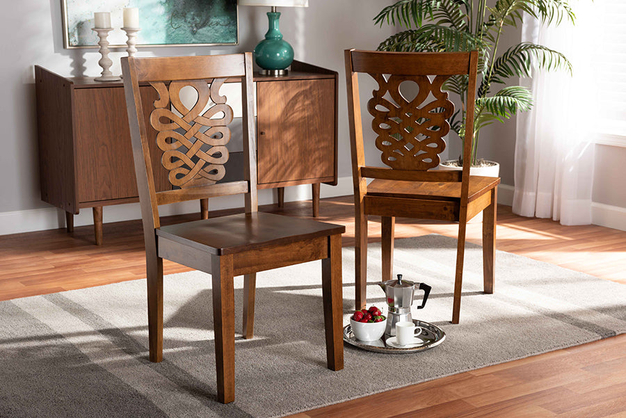 Gervais Modern and Contemporary Transitional Walnut Brown Finished Wood 2-Piece Dining Chair Set