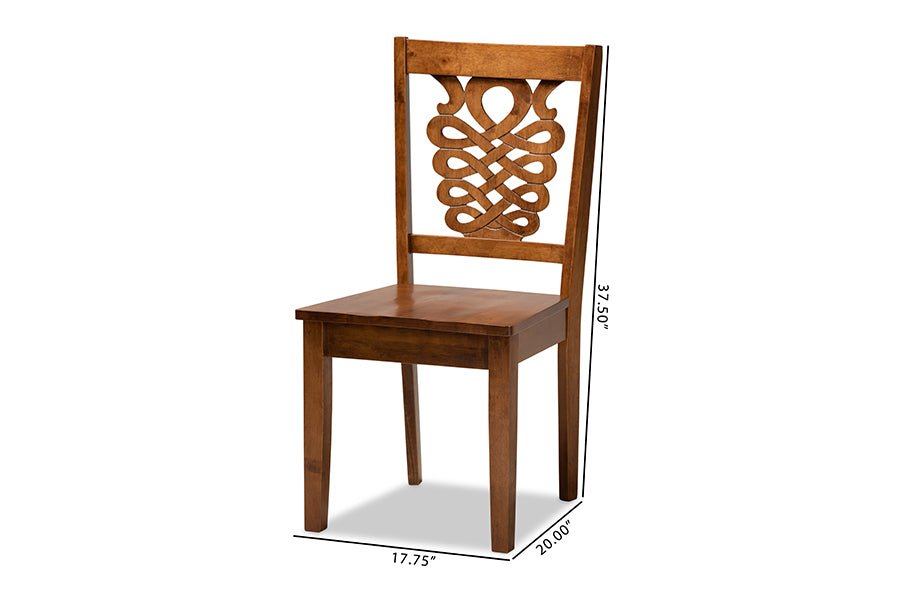 Gervais Modern and Contemporary Transitional Walnut Brown Finished Wood 2-Piece Dining Chair Set