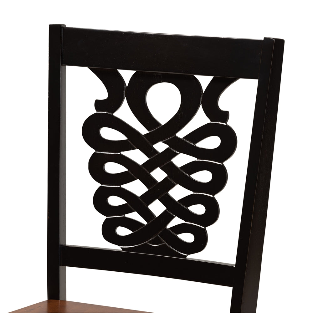 Valda Modern and Contemporary Transitional Two-Tone Dark Brown and Walnut Brown Finished Wood 5-Piece Dining Set