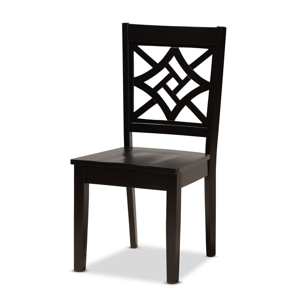 Nicolette Modern and Contemporary Dark Brown Finished Wood 7-Piece Dining Set