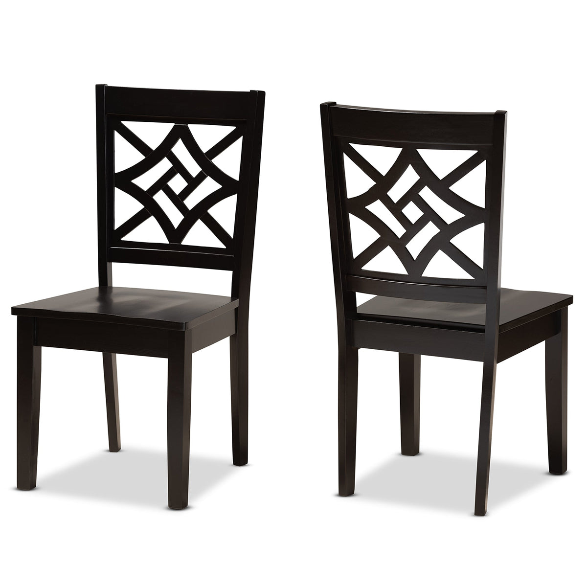 Nicolette Modern and Contemporary Dark Brown Finished Wood 2-Piece Dining Chair Set