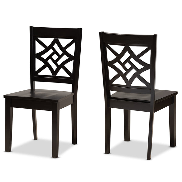 Nicolette Modern and Contemporary Dark Brown Finished Wood 2-Piece Dining Chair Set