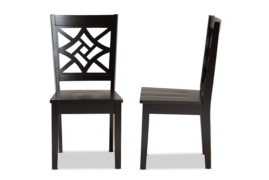 Nicolette Modern and Contemporary Dark Brown Finished Wood 2-Piece Dining Chair Set