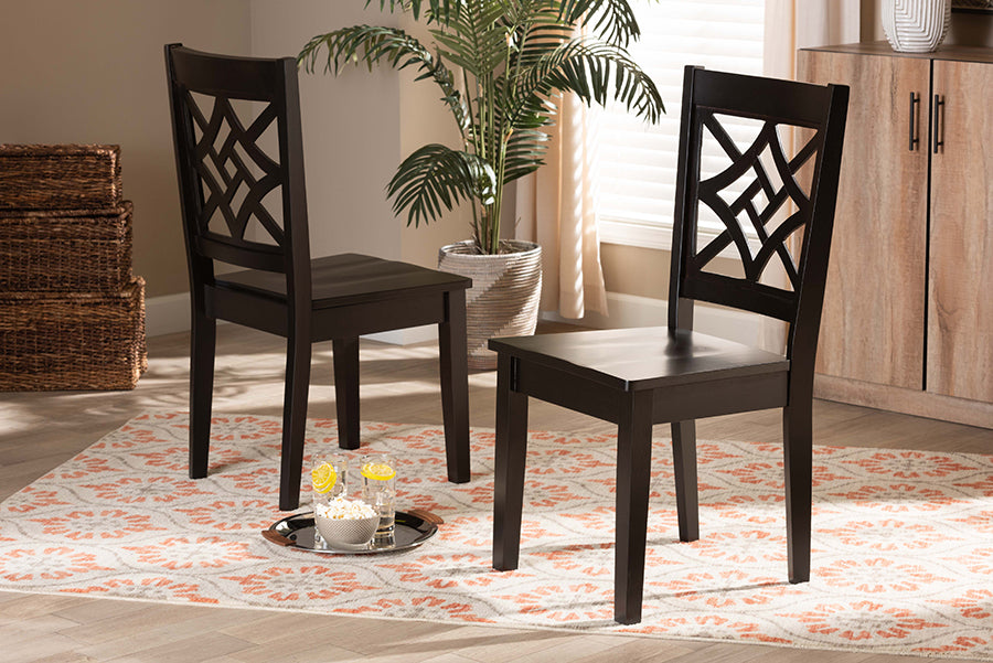 Nicolette Modern and Contemporary Dark Brown Finished Wood 2-Piece Dining Chair Set