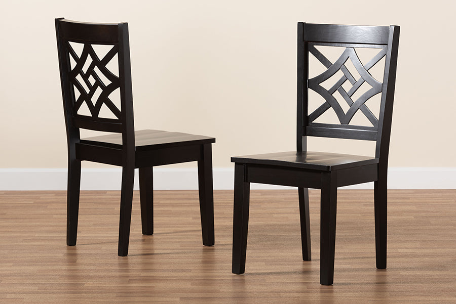 Nicolette Modern and Contemporary Dark Brown Finished Wood 2-Piece Dining Chair Set