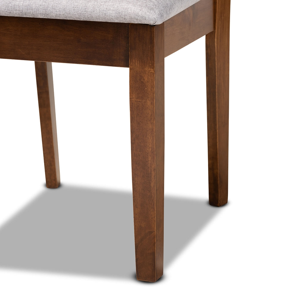 Nicolette Modern and Contemporary Grey Fabric Upholstered and Walnut Brown Finished Wood 7-Piece Dining Set