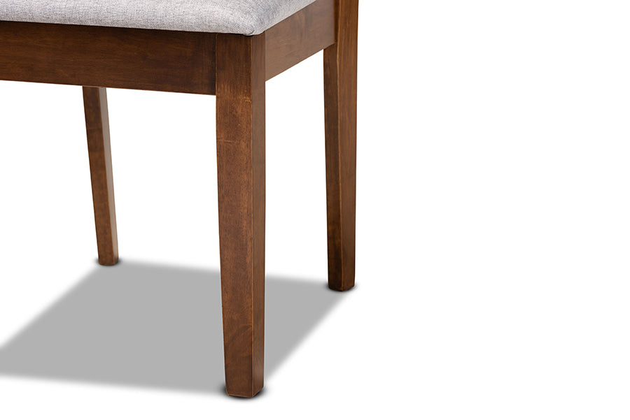 Nicolette Modern and Contemporary Grey Fabric Upholstered and Walnut Brown Finished Wood 2-Piece Dining Chair Set