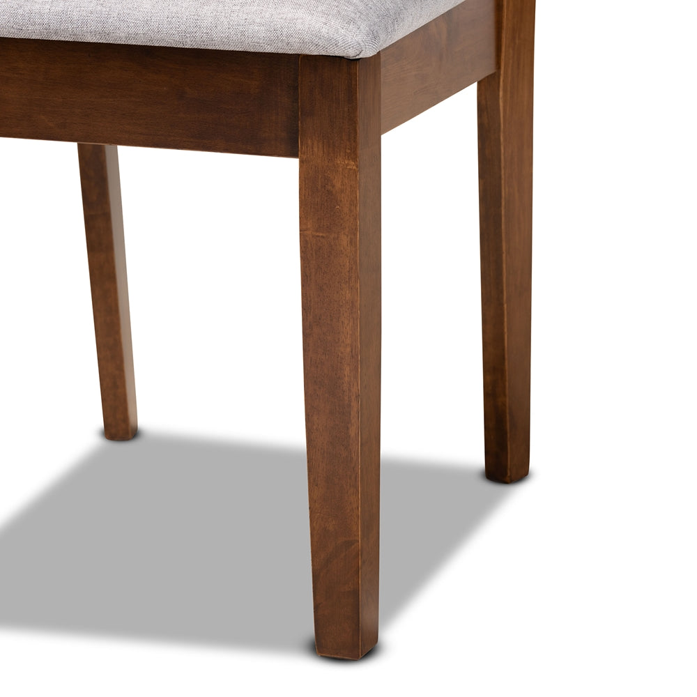 Nicolette Modern and Contemporary Grey Fabric Upholstered and Walnut Brown Finished Wood 5-Piece Dining Set