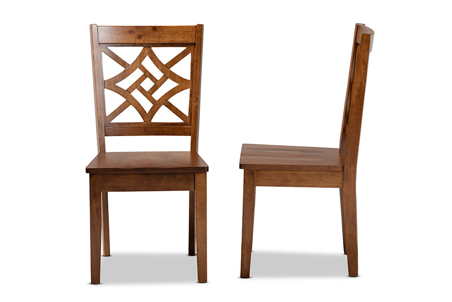 Nicolette Modern and Contemporary Walnut Brown Finished Wood 2-Piece Dining Chair Set