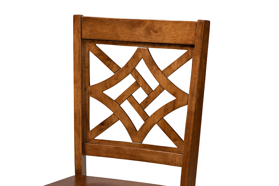 Nicolette Modern and Contemporary Walnut Brown Finished Wood 2-Piece Dining Chair Set
