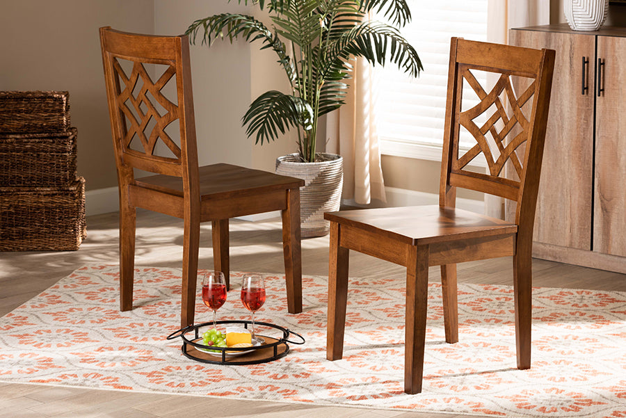 Nicolette Modern and Contemporary Walnut Brown Finished Wood 2-Piece Dining Chair Set