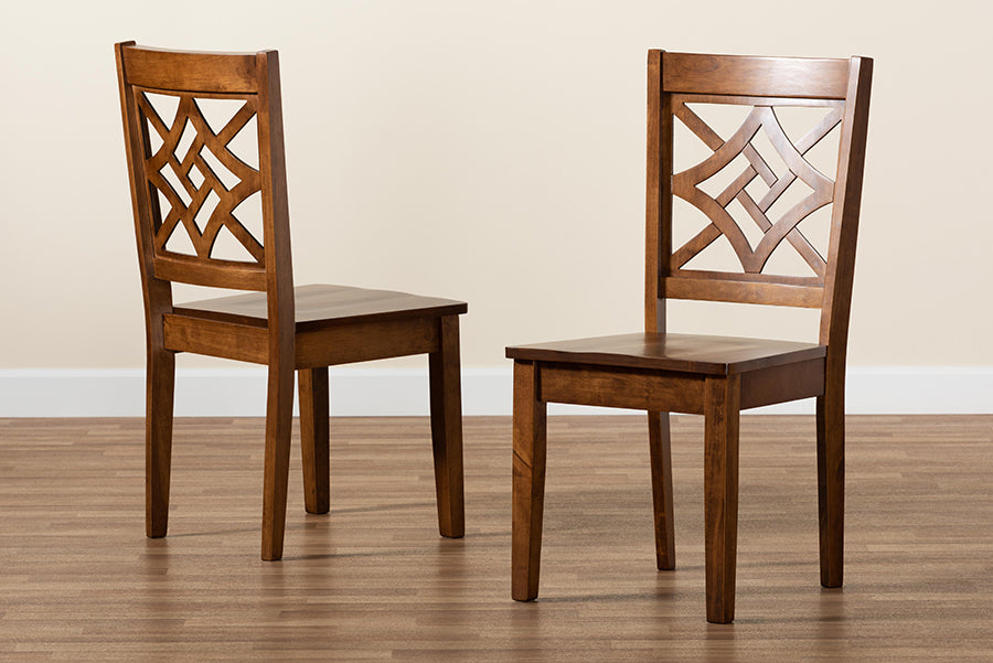 Nicolette Modern and Contemporary Walnut Brown Finished Wood 2-Piece Dining Chair Set