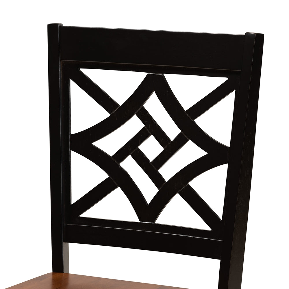 Nicolette Modern and Contemporary Two-Tone Dark Brown and Walnut Brown Finished Wood 7-Piece Dining Set