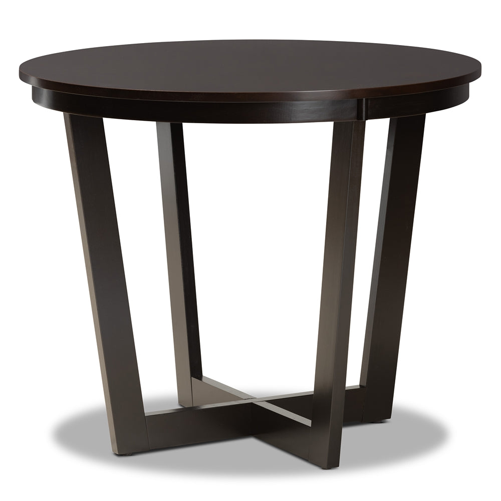 Brava Modern and Contemporary Two-Tone Dark Brown and Walnut Brown Finished Wood 5-Piece Dining Set
