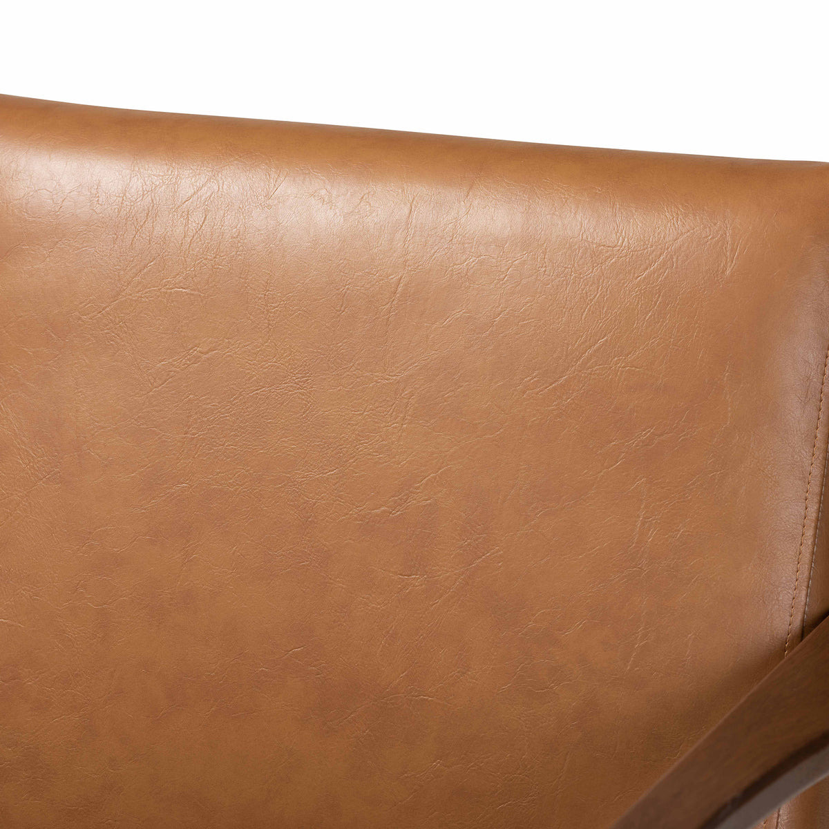 Bianca Mid-Century Modern Walnut Brown Finished Wood and Tan Faux Leather Effect 2-Piece Lounge chair and Ottoman Set