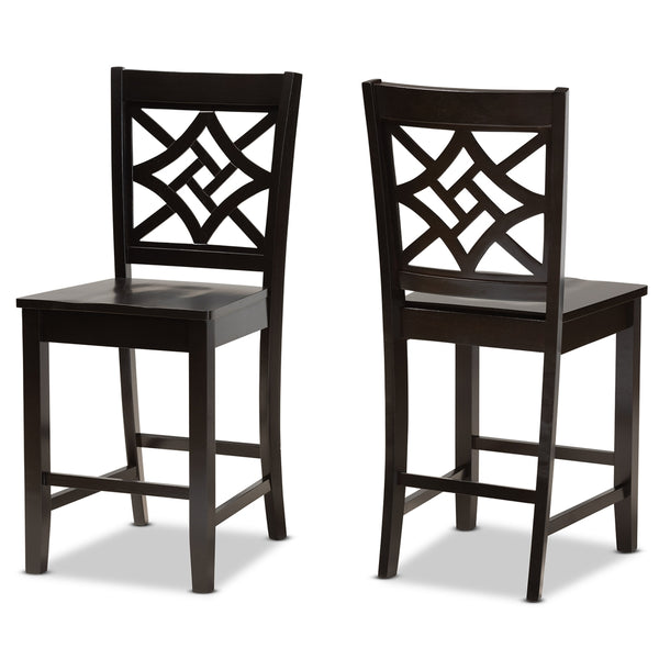 Nicolette Modern and Contemporary Transitional Dark Brown Finished Wood 2-Piece Counter Stool Set