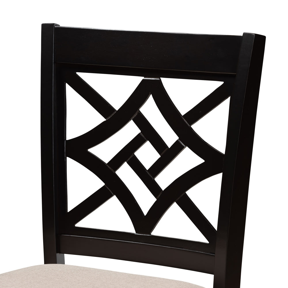 Nicolette Modern and Contemporary Sand Fabric Upholstered and Dark Brown Finished Wood 2-Piece Counter Stool Set
