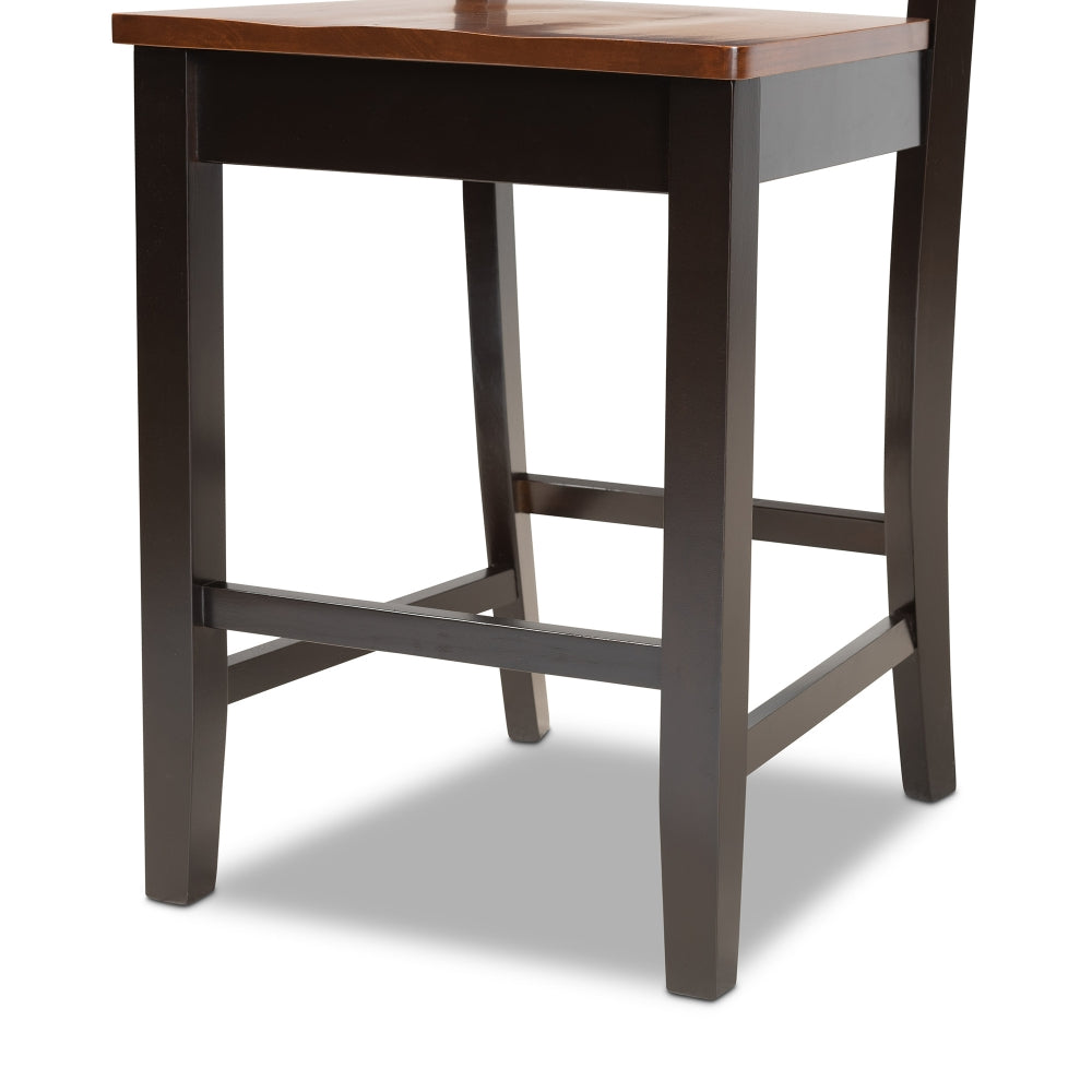 Nicolette Modern and Contemporary Two-Tone Dark Brown and Walnut Brown Finished Wood 2-Piece Counter Stool Set