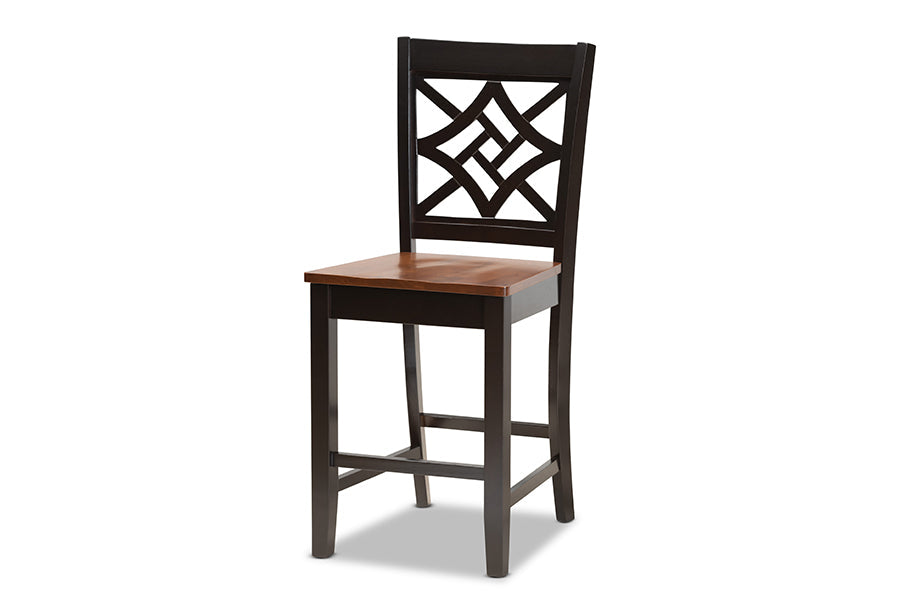 Nicolette Modern and Contemporary Two-Tone Dark Brown and Walnut Brown Finished Wood 5-Piece Pub Set