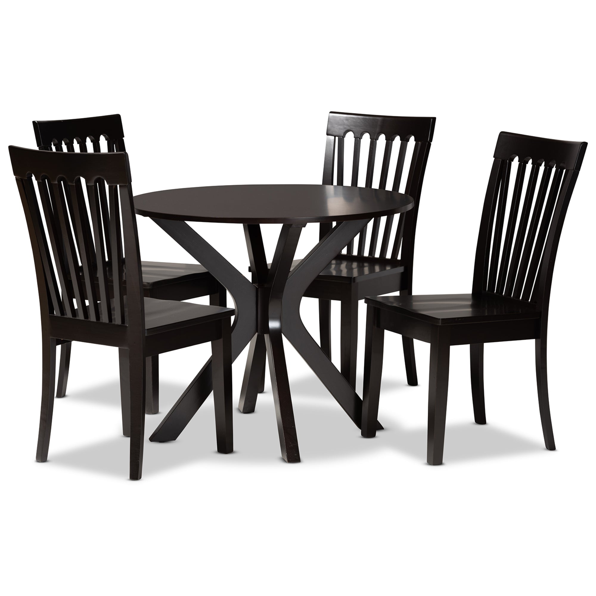 Zora Modern and Contemporary Dark Brown Finished Wood 5-Piece Dining Set