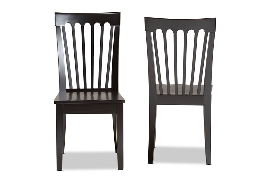 Minette Modern and Contemporary Transitional Dark Brown Finished Wood 2-Piece Dining Chair Set