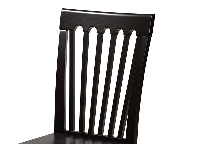 Minette Modern and Contemporary Transitional Dark Brown Finished Wood 2-Piece Dining Chair Set