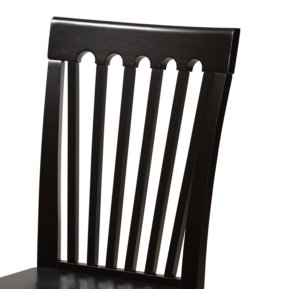 Erion Modern and Contemporary Dark Brown Finished Wood 5-Piece Dining Set