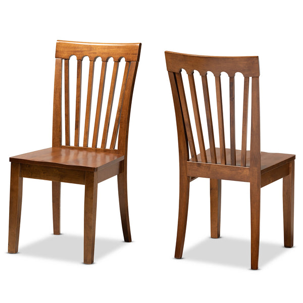Minette Modern and Contemporary Transitional Walnut Brown Finished Wood 2-Piece Dining Chair Set