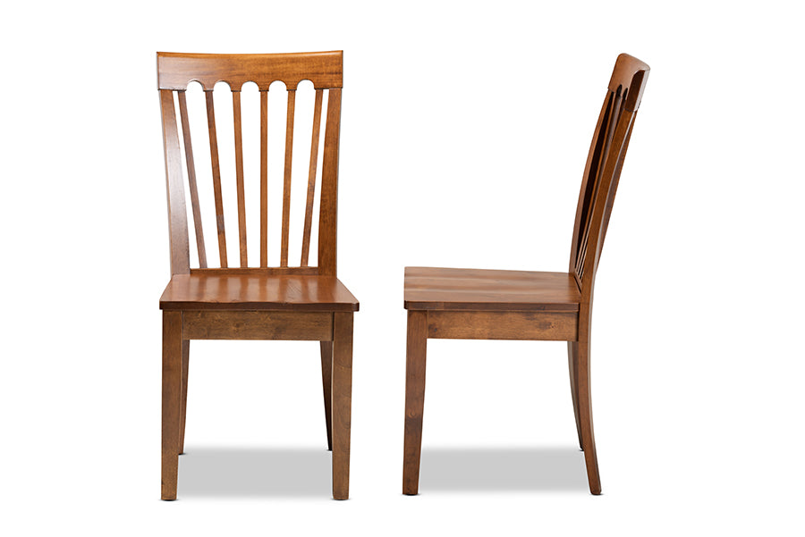 Minette Modern and Contemporary Transitional Walnut Brown Finished Wood 2-Piece Dining Chair Set