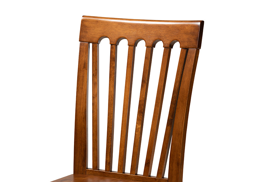 Minette Modern and Contemporary Transitional Walnut Brown Finished Wood 2-Piece Dining Chair Set
