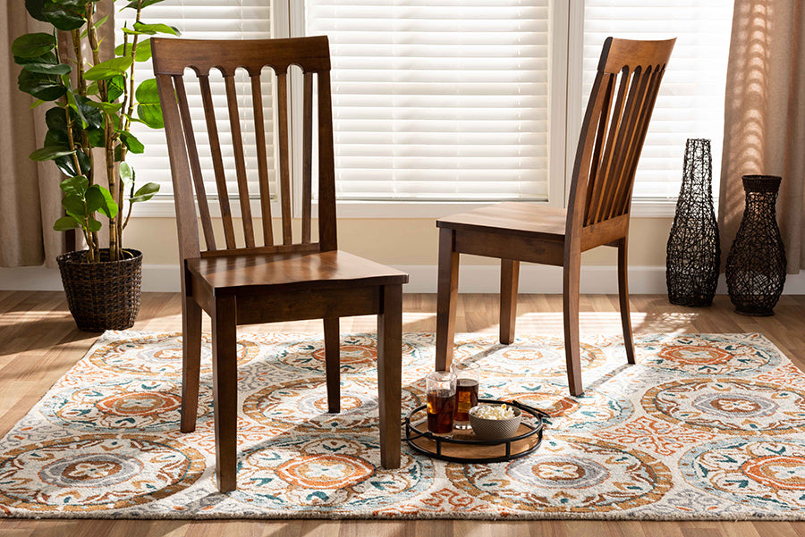Minette Modern and Contemporary Transitional Walnut Brown Finished Wood 2-Piece Dining Chair Set